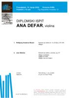 Ana Defar, violina : prvi dio diplomskog ispita - program