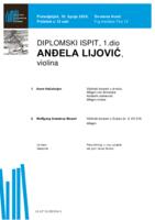 Anđela Lijović, violina : prvi dio diplomskog ispita - program