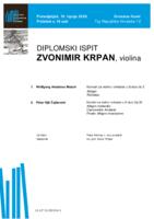 Zvonimir Krpan, violina : prvi dio diplomskog ispita - program