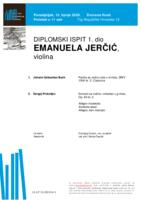 Emanuela Jerčić, violina : prvi dio diplomskog ispita - program