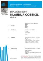 Klaudija Cobenzl, violina : diplomski ispit - program