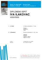 Iva Ilakovac, violončelo : prvi dio diplomskog ispita - program