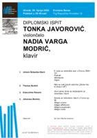 Tonka Javorović, violončelo : drugi dio diplomskog ispita - program