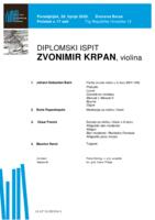 Zvonimir Krpan, violina : drugi dio diplomskog ispita - program