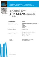 Stin Lebar, violončelo : prvi dio diplomskog ispita - program