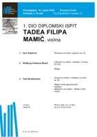 Tadea Filipa Mamić, violina : prvi dio diplomskog ispita - program