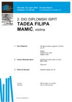 Tadea Filipa Mamić, violina : drugi dio diplomskog ispita - program