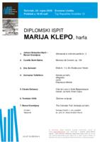 Marija Klepo, harfa : diplomski ispit - program
