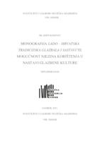 Monografija LADO - Hrvatska tradicijska glazba i sastavi i mogućnost njenog korištenja u nastavi glazbene kulture