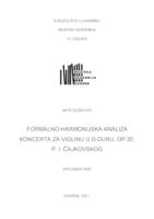 Formalno-harmonijska analiza koncerta za violinu u D-duru, op. 35 P. I. Čajkovskog