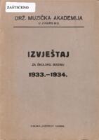 Drž. muzička akademija u Zagrebu : izvještaj za školsku godinu 1933.-1934.