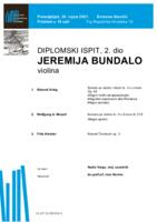 Jeremija Bundalo, violina : drugi dio diplomskog ispita - program