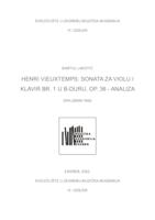 Henri Vieuxtemps: Sonata za violu i klavir br. 1 u B-duru, op. 36 - analiza