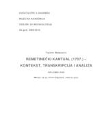 Remetinečki kantual (1707.) - kontekst, transkripcija i analiza