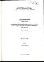 Krsto Odak (1888-1965) - Bio-bibliografska studija s posebnim osvrtom na skladateljevo zborsko stvaralaštvo duhovne sadržajnosti