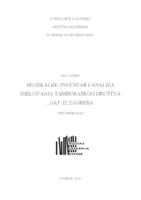 prikaz prve stranice dokumenta Muzikalije, inventar i analiza djelovanja Tamburaškog društva "Gaj" iz Zagreba