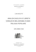 prikaz prve stranice dokumenta Analiza dijelova iz libreta Verdijevih melodrama zvanih Trilogia popolare