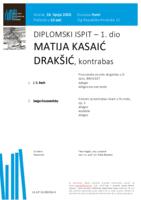 prikaz prve stranice dokumenta Matija Kasaić Drakšić, kontrabas : prvi dio diplomskog ispita - program