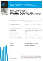 prikaz prve stranice dokumenta Ivana Duvnjak, sopran : diplomski ispit - program