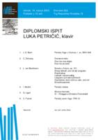 prikaz prve stranice dokumenta Luka Petričić, klavir : diplomski ispit - program