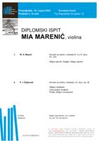 prikaz prve stranice dokumenta Mia Marenić, violina : prvi dio diplomskog ispita - program