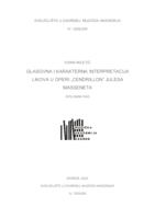 prikaz prve stranice dokumenta Glasovna i karakterna interpretacija likova u operi Cendrillon J. Masseneta