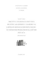 prikaz prve stranice dokumenta Iskustva studenata pjevanja Muzičke akademije u Zagrebu s laringofaringealnim refluksom - suvremenim problemom klasičnih pjevača