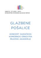 prikaz prve stranice dokumenta Glazbene pošalice : koncert Gudačkog komornog orkestra Muzičke akademije (27. 2. 2021.) - program