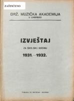 prikaz prve stranice dokumenta Drž. muzička akademija u Zagrebu : izvještaj za školsku godinu 1931.-1932.