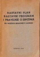 prikaz prve stranice dokumenta Nastavni plan, nastavni program i pravilnik o ispitima na Muzičkoj akademiji u Zagrebu