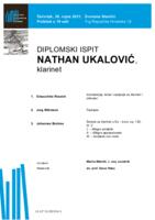 prikaz prve stranice dokumenta Nathan Ukalović, klarinet : drugi dio diplomskog ispita (Prilog)