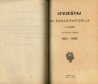 prikaz prve stranice dokumenta Izvještaj Kr. konzervatorija u Zagrebu za školsku godinu 1921.-1922.